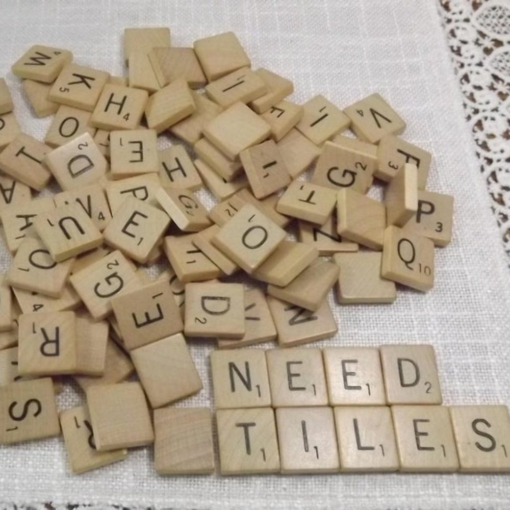 100 Vintage Assorted Wooden Scrabble Letters